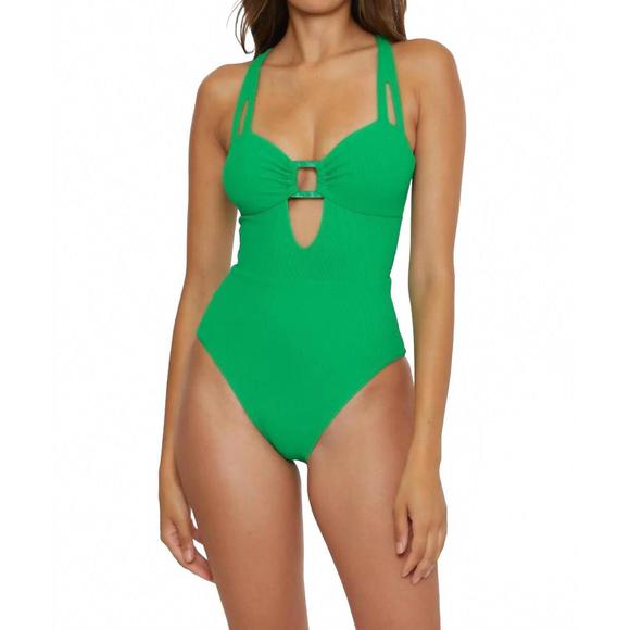 NEW BECCA modern edge one piece swimsuit in verde - Picture 1 of 7